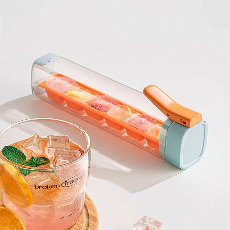 Ice Cube Mold One Hand Press Type Ice Storage Box Ice Cube Tray DIY Ice Cube Maker Mold Household Ice Making Box Barware Tool