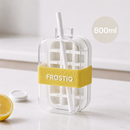 FROSTIQ Eiswürfel-Trinkflasche mit Strohhalm