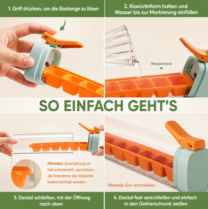 FROSTIQ Eiswürfelbox mit Einhand-Presssystem – Eiswürfelbehälter & Ice Cube Maker
